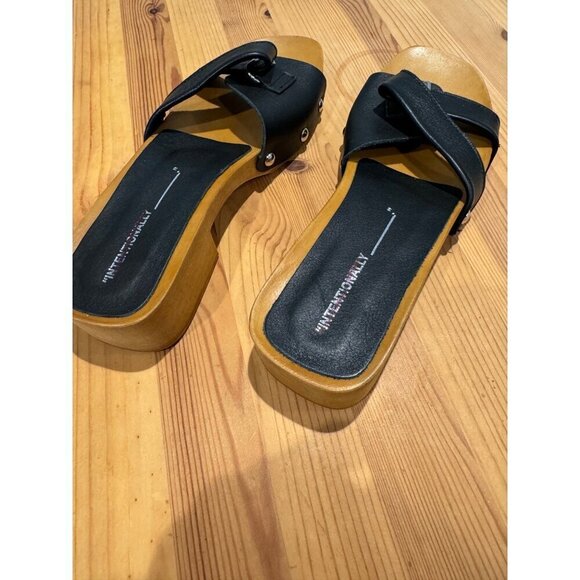 Free People x Intentionally Blank Cleo Wooden Clog Sandal Black Size 37 US 7 NEW - Picture 4 of 6